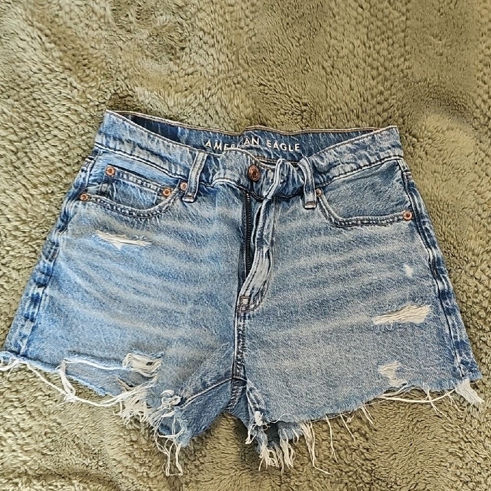 American Eagle Outfitters Light Wash Distressed Denim Cutoff Shorts